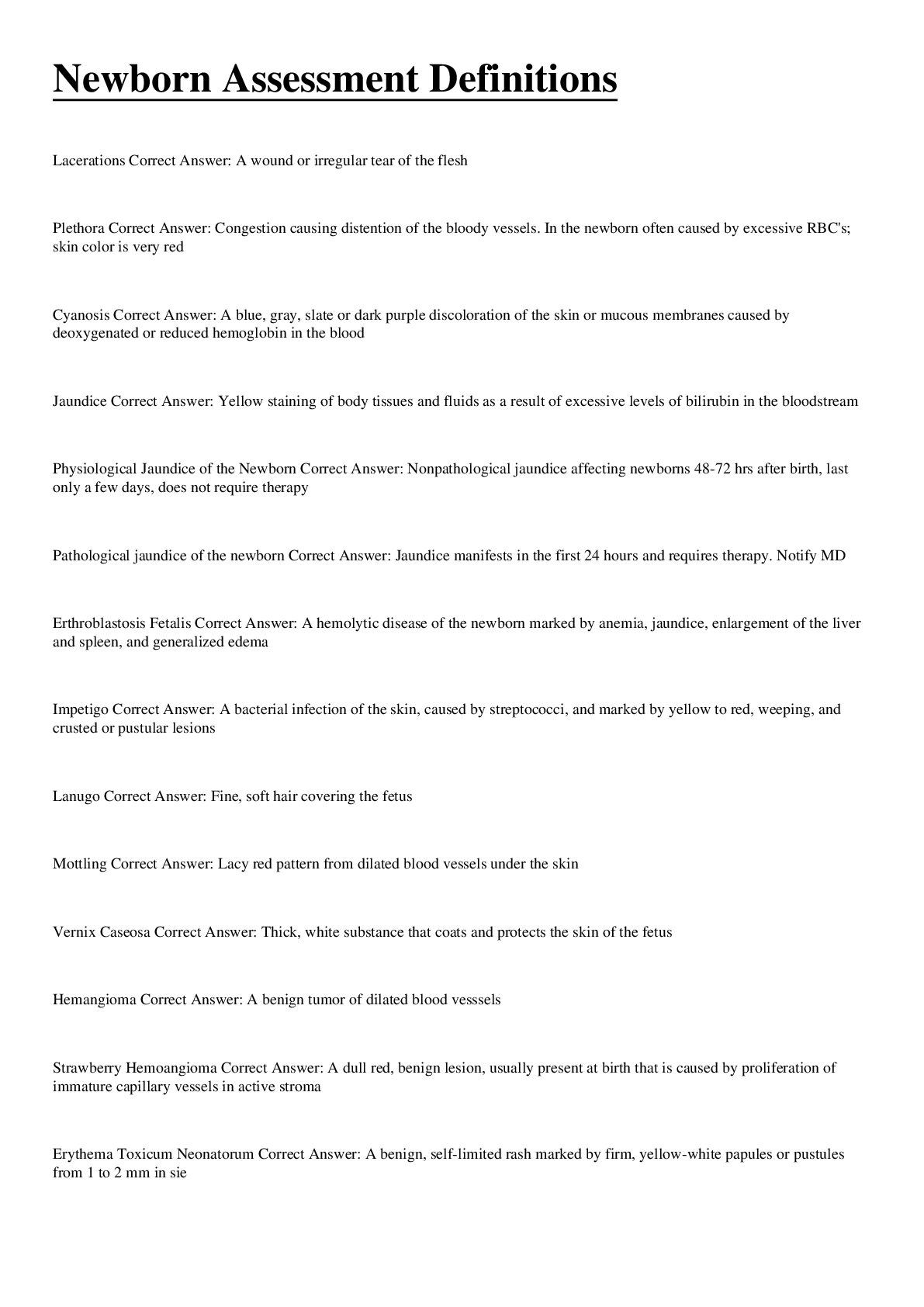 Preview image for Newborn Assessment Definitions:Detailed Summary